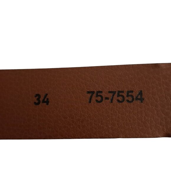 Johnston & Murphy Mens 34 Feathered Edge Brown Leather Belt Nickle Buckle Italy - Picture 5 of 6